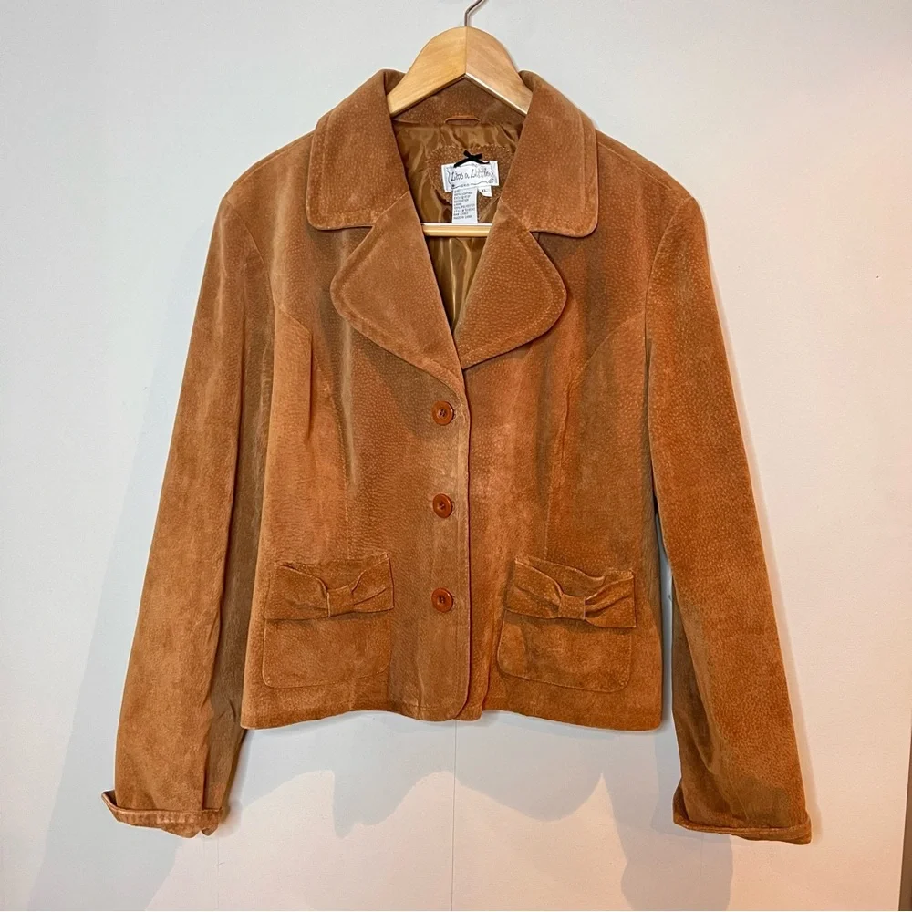 Y2K | Live a Little tan suede leather blazer jacket - Picture 2 of 12